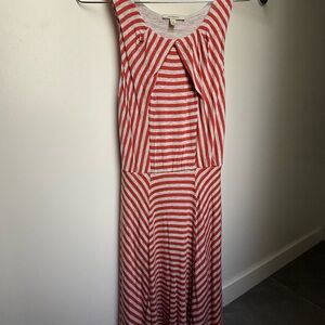 Bordeaux Coral & Gray Striped Dress
